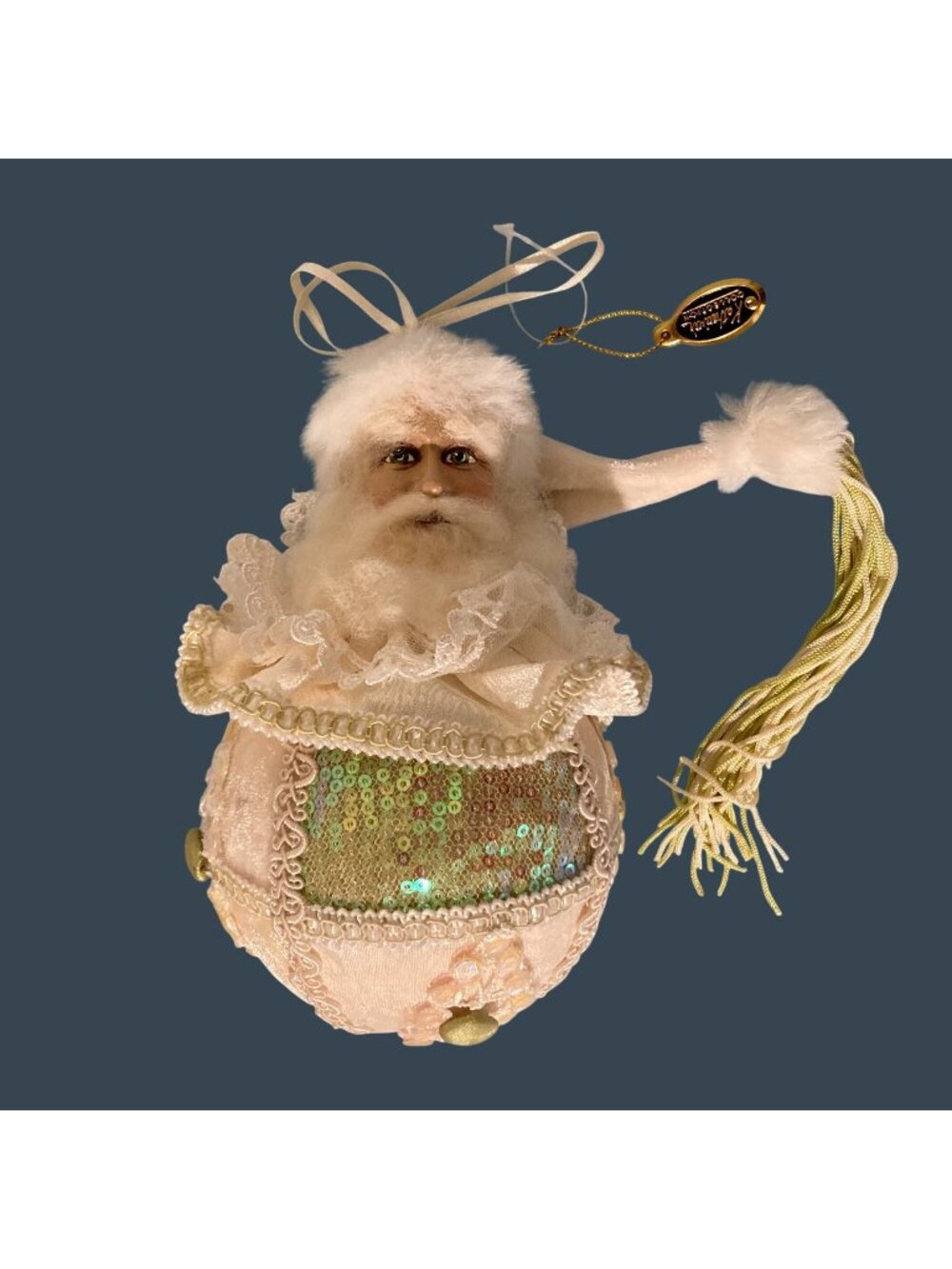 Katherine’s Collection Santa Claus Ball White Christmas Ornament